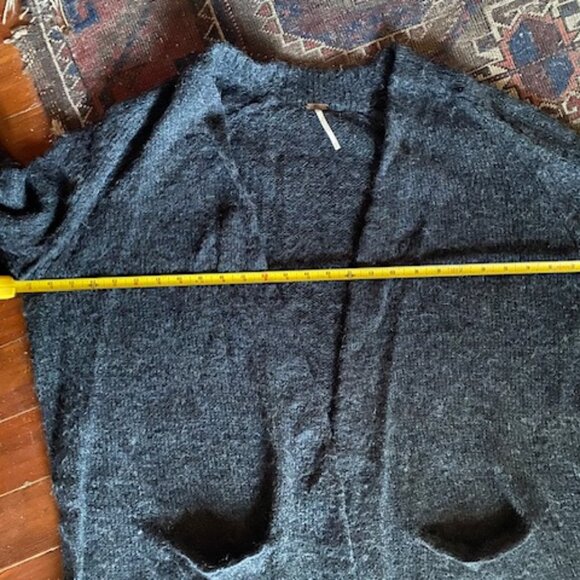 Free People Santa Cruz Gray Fuzzy Alpaca Wool Blend Maxi Open Cardigan Sweater s - Picture 4 of 8